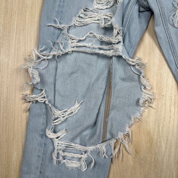 American Eagle Distressed Blowout Destroyed Mom High Rise Casual Denim Jeans 4 - Picture 6 of 16